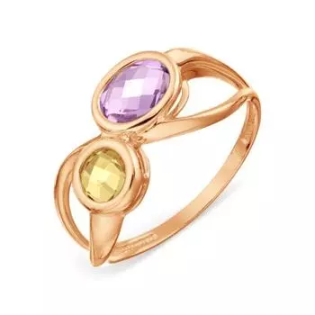 Кольцо с аметистом и цитрином Линии Любви