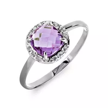 Кольцо с аметистом и фианитами Линии Любви