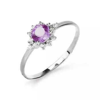Кольцо с аметистом и фианитами Линии Любви