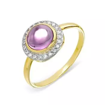 Кольцо с аметистом и фианитами Линии Любви