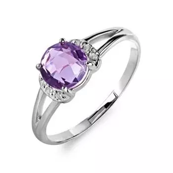 Кольцо с аметистом и фианитами Линии Любви
