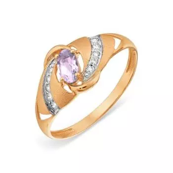 Кольцо с аметистом и фианитами Линии Любви