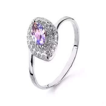 Кольцо с аметистом и фианитами Линии Любви
