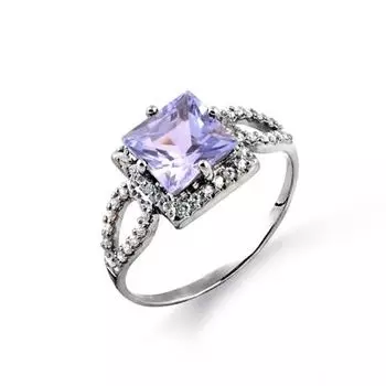 Кольцо с аметистом и фианитами Линии Любви