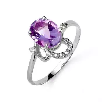 Кольцо с аметистом и фианитами Линии Любви