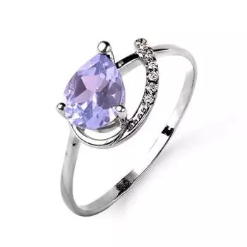 Кольцо с аметистом и фианитами Линии Любви