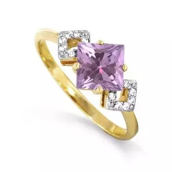 Кольцо с аметистом и фианитами Линии Любви
