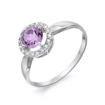Кольцо с аметистом и фианитами Линии Любви