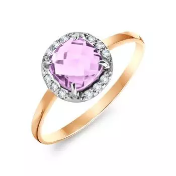Кольцо с аметистом и фианитами Линии Любви