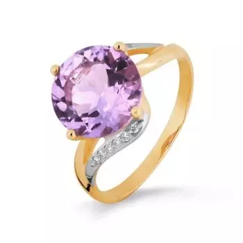 Кольцо с аметистом и фианитами Линии Любви