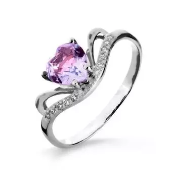Кольцо с аметистом и фианитами Линии Любви
