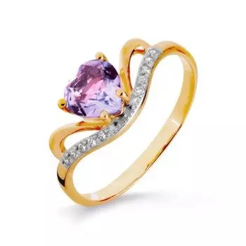 Кольцо с аметистом и фианитами Линии Любви