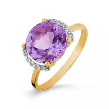 Кольцо с аметистом и фианитами Линии Любви