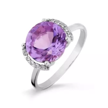 Кольцо с аметистом и фианитами Линии Любви