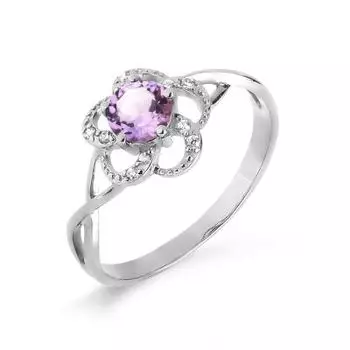 Кольцо с аметистом и фианитами Линии Любви