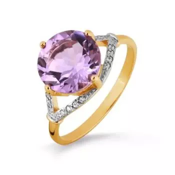 Кольцо с аметистом и фианитами Линии Любви