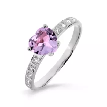 Кольцо с аметистом и фианитами Линии Любви