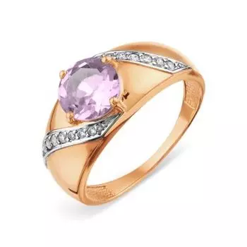 Кольцо с аметистом и фианитами Линии Любви