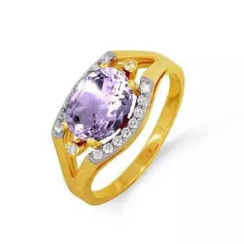 Кольцо с аметистом и фианитами Линии Любви