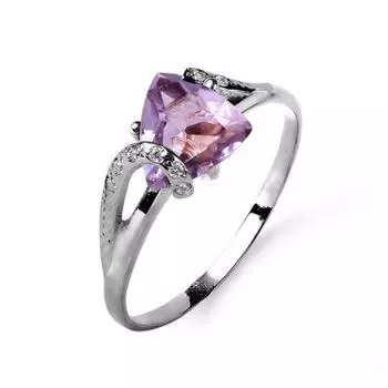 Кольцо с аметистом и фианитами Линии Любви