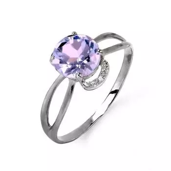 Кольцо с аметистом и фианитами Линии Любви