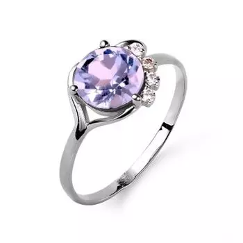 Кольцо с аметистом и фианитами Линии Любви