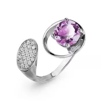 Кольцо с аметистом и фианитами Линии Любви