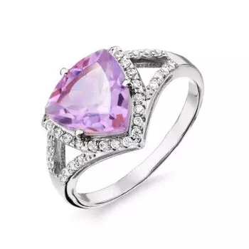 Кольцо с аметистом и фианитами Линии Любви