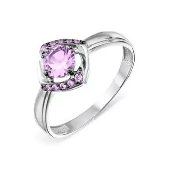 Кольцо с аметистом и фианитами Линии Любви