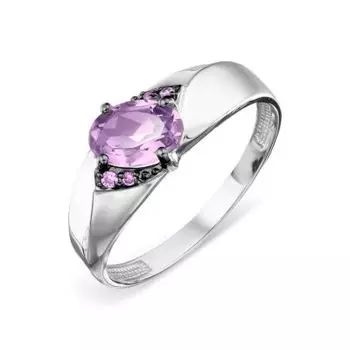 Кольцо с аметистом и фианитами Линии Любви