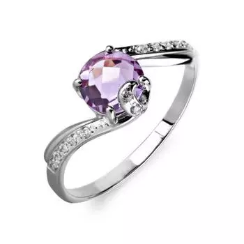 Кольцо с аметистом и фианитами Линии Любви