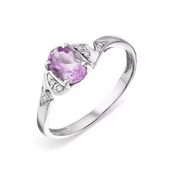 Кольцо с аметистом и фианитами Линии Любви