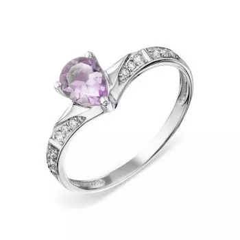 Кольцо с аметистом и фианитами Линии Любви