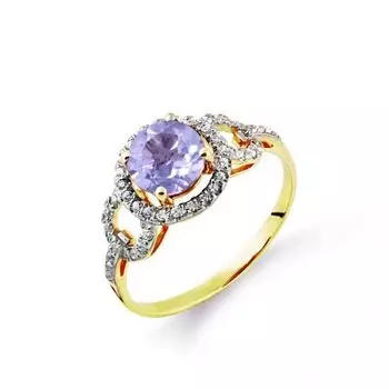Кольцо с аметистом и фианитами Линии Любви