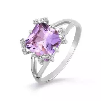 Кольцо с аметистом и фианитами Линии Любви