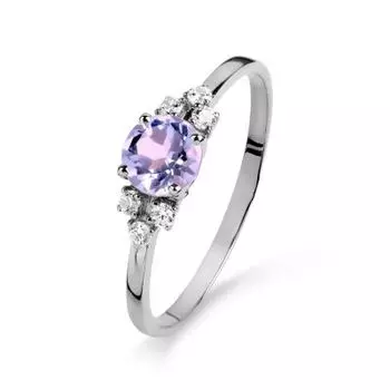 Кольцо с аметистом и фианитами Линии Любви