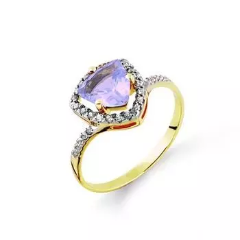 Кольцо с аметистом и фианитами Линии Любви
