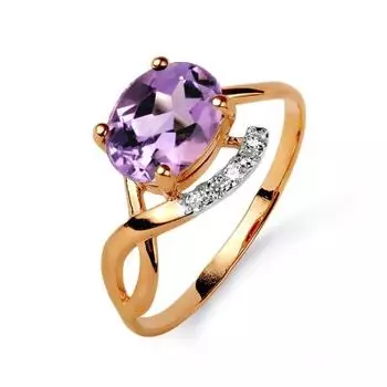 Кольцо с аметистом и фианитами Линии Любви