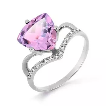 Кольцо с аметистом и фианитами Линии Любви