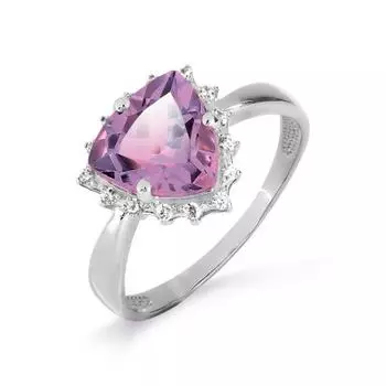 Кольцо с аметистом и фианитами Линии Любви