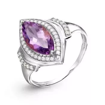 Кольцо с аметистом и фианитами Линии Любви