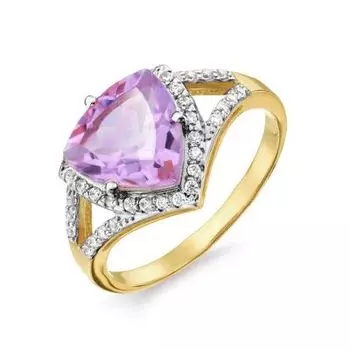 Кольцо с аметистом и фианитами Линии Любви