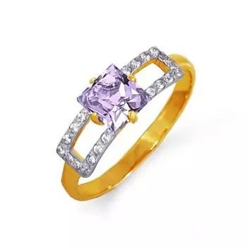 Кольцо с аметистом и фианитами Линии Любви