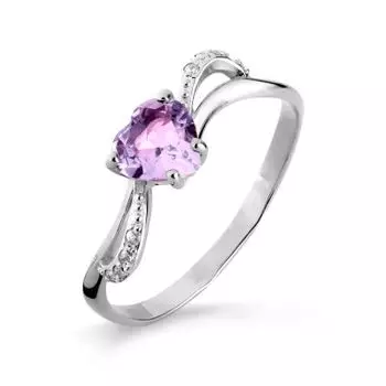 Кольцо с аметистом и фианитами Линии Любви