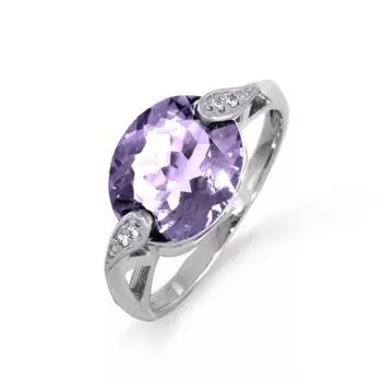 Кольцо с аметистом и фианитами Линии Любви
