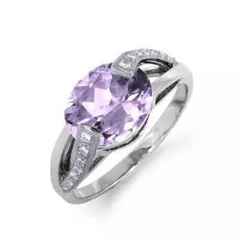 Кольцо с аметистом и фианитами Линии Любви