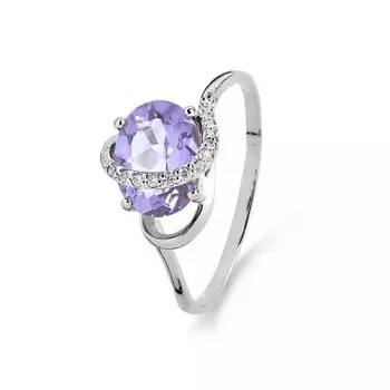 Кольцо с аметистом и фианитами Линии Любви