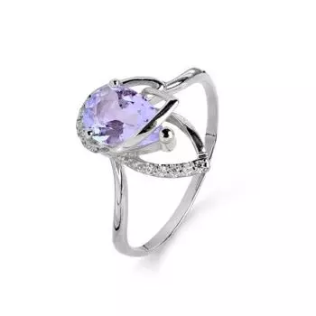 Кольцо с аметистом и фианитами Линии Любви