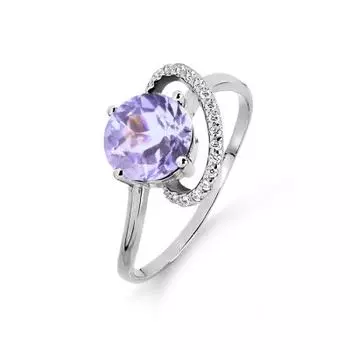 Кольцо с аметистом и фианитами Линии Любви