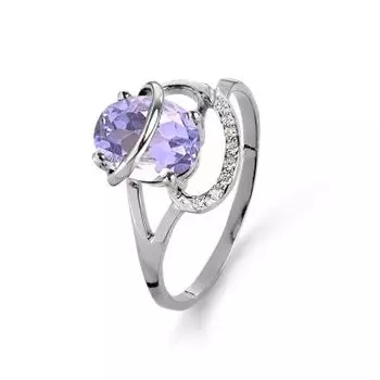 Кольцо с аметистом и фианитами Линии Любви